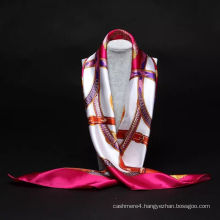 Fashion chinese silk square satin scarf for airline stewardess